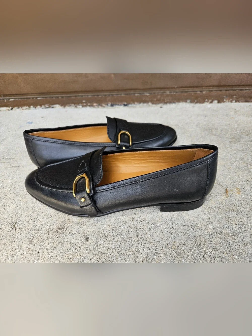 Ralph Lauren Made In Italy Black Slip On Leather Shoes Size 38 B Pre-owned